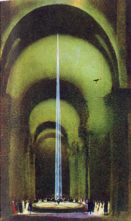 Маятник Фуко в парижском Пантеоне (1851 г.). Посредством этого длинного маятника французский физик Леон Фуко демонстрировал эффект вращения Земли; плоскость качания маятника не меняется в пространстве